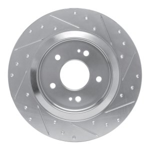 Hyundai SANTA FE Brake Rotor (1) - Rear Left - R1 Concepts - Drilled & Slotted - Silver - `19-`25